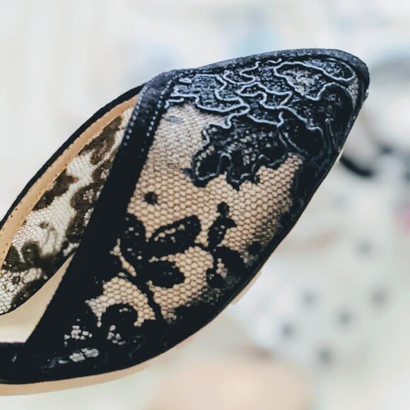 NWT, Jimmy Choo Sacora 85 Black Suede and Lace Peep Toe Ankle Strap Sandals - Picture 6 of 13